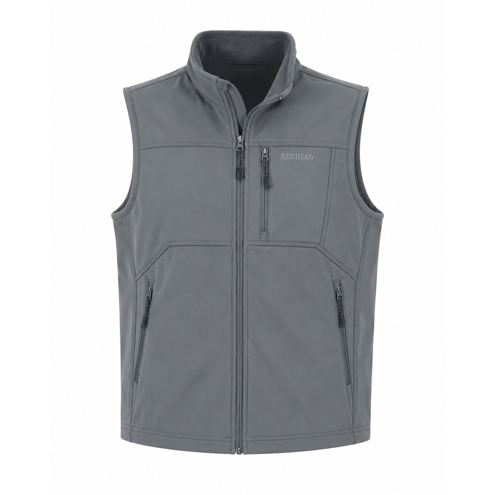 Red Head soft shell Mens Fleece Lined Vest Gray Medium Zip outerwear workwear
